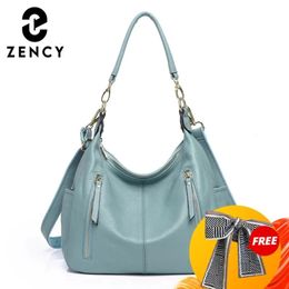 Zency Soft Genuine Leather Handbag High Quality Large Capacity Womens Hobos Shoulder Bags Elegant Classic Female Crossbody 240419