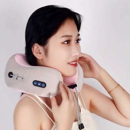 Electric massagers Electric USB Charging and Heating Neck Protector Memory Cotton Certificate Massager U-shaped Massage Pillow Y240422