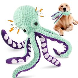 Interactive Octopus Dog Durable Squeaky Plush Chew Toys for Puppy Teething Pet Training and Entertaining Toy