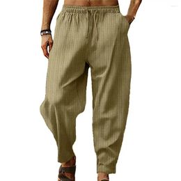 Men's Pants Spring Autumn Casual Solid Color Fashion Drawstring Elastic Waist Striped Trousers Loose Comfort Sweatpants