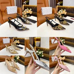 2024 Summer Designer Heel New Rivet High-heeled Shoes Dress shoes Women Nude Colour patent leather shallow mouth pointed toe party 35-41
