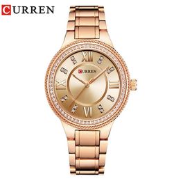 CURREN Brand Luxury Women039s Casual Watches Waterproof Wristwatch Women Fashion Dress Rhinestone Stainless Steel Ladies Clock8267625