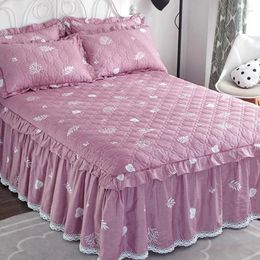 Bedding Sets Cotton Thickening Bedspread Bed Cover Non-Slip Skirt Protection Dust Proof Lace Comforter