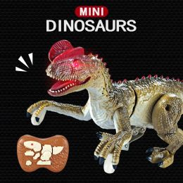 Cars RC Dinosaur 2.4G Mini Five Way Biomimetic Walking Simulated Sound Cool Light Remote Control Dinosaurs Toy Gifts for Children Kid