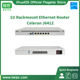 Routers IKuaiOS Silver 1U Rack Mounted Device Router Firewall 6x2.5GE Celeron J6412 Supports Pfsense Debian Expanded WiFi 4G 1493NP