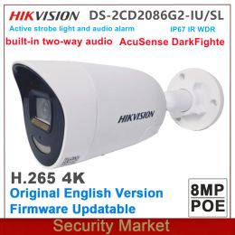 Lens New Arrival Original Hikvision DS2CD2086G2IU/SL 8Mp 4K AcuSense Strobe Light and Audible Warning Fixed Bullet Network Camera
