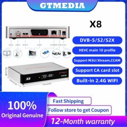 Receivers GTMEDIA X8 Satellite Receiver DVBS/S2/S2X T2MI H.265 Built in 2.4G Wifi Upgrade From V8 NOVA Settop Box Shipped From Spain