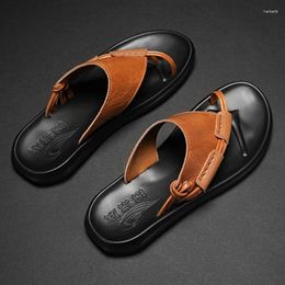 Sandals Summer 2024 Herringbone Slipper Anti Slip And Wear-resistant Clip Toe Beach Wearing Men's Comfortable