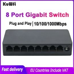 Control KuWFi 8 Port 1000Mbps Gigabit Network Switch RJ45 Lan Hub Internet Splitter Switch 100Mbps Fast Ethernet Smart Switcher Switch