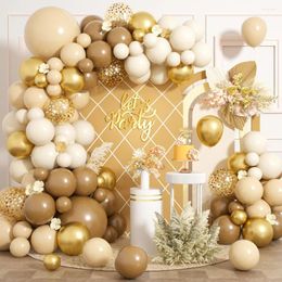 Party Decoration 122Pcs Brown Nude Tan Beige Gold Confetti Latex Balloons Garland Arch Kit For Birthday Baby Shower