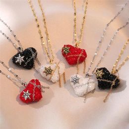 Pendant Necklaces Light Luxury Zircon Star Heart Necklace Stainless Steel Geometric Tassel Choker Jewelry Party Gifts For Women Girls