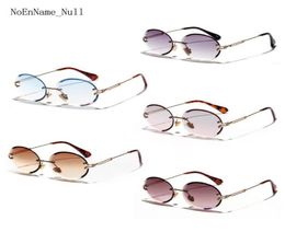 1Pair Diamond Cut Retro Oval Sunglasses Female Borderless Glasses Decor Gifts4212590