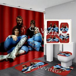 Shower Curtains Band 3D Printed Curtain Waterproof Bathroom Anti-slip Bath Mat Set Toilet Rugs Mats K01