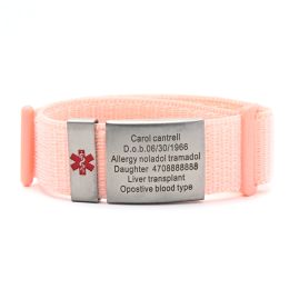 Bracelets 22mm Personalised SOS Medical Alert Bracelets For Men Women Emergency Nylon Strap WatchBand Accessorie Velcro Sport ID Wristband