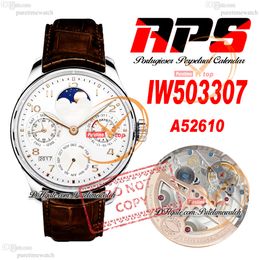 W503307 Perpetual Calendar A52610 Automatic Mens Watch APSF Steel Case White Dial Brown Leather Strap Super Edition Reloj Hombre Puretimewatch Montre Hommes PTIW