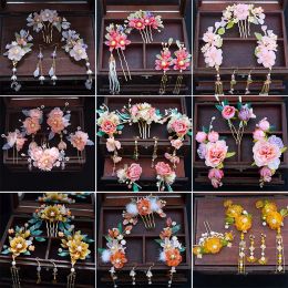 Sets Vintage Hair Stick Earring Chinese Jewelry Sets For Women Floral Tassel Pearl Hair Clip Hairpin Fairy Tiaras Wedding Accessories