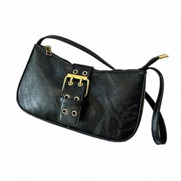 women Leather Shoulder Bag Buckle Decora Vintage Tote Bag Versatile Retro Tote Handbag Top Handle Bag Girl Stylish Purse 31yG#