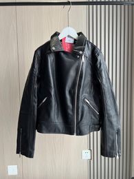 Women's Leather Motorcycle For Ladies 2024 Y2k Style Temperament Lapel Cheque Quilted Zipper Cool Imitation Jacket