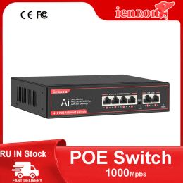 Control IENRON Poe Switch 1000 Mbps Ethernet Gigabit Network Smart Switch 4 Port POE +2 Port UpLink 52V Power for IP Camera/ Wifi Router