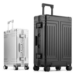 Luggage 100% Aluminium Magnesium Alloy Luggage Large Size Suitcase 20 Inch Suitable for Boarding Trolley Case Metal Travel Suitcases