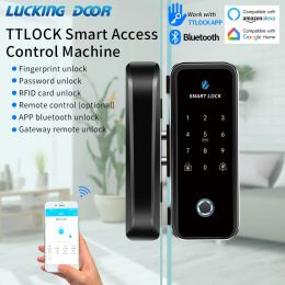 Control Manufacturer Direct Sales TTLOCK App Smart Office Intelligent Fingerprint Bluetooth WIFI Digital Glass Door Lock No Drilling