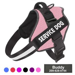 Harnesses Drop Shipping Personalised Dog Harness Reflective Adjustable Dog Harness Tank Top Free Custom Name Label Service Dog Supplies