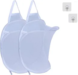 Laundry Bags Hanging Basket Mesh Collapsible Up Hamper Used For Bedroom Bathroom Organisation