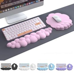 Pads Cloud Shape Keyboard Mouse Wrist Rest Pad Cushion Support Pad Memory Foam Leather Mousepad for Office Home Computer