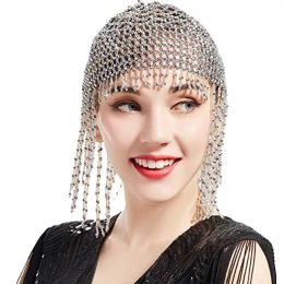 Jewelry Girls Womens Beaded Belly Dance Head Cap Hat Hair Accessory Gold Silver 4 Colors