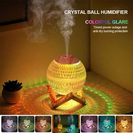 Humidifiers Crystal fan air humidifier 350ml water tank with color night light 2.2W 450mA Type-C socket suitable for bedrooms/kindergartens/offices Y240422