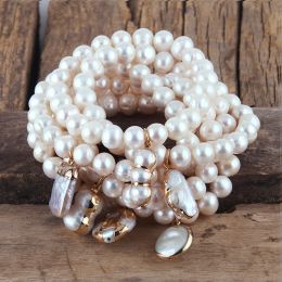 Bracelets RH Fashion Natural Freshwater Pearl Bracelet For Beautiful Women Gift Dorp Stretch Bead Bracelets