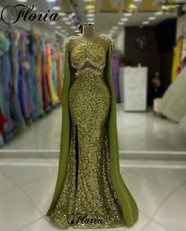 Runway Dresses Green Sequined Celebrity Mermaid Sparkly Red Carpet For Women Vestidos De Noche Crystals Evening