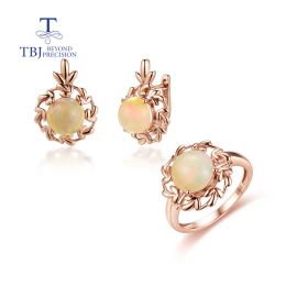 Sets Light luxury gemstone Natural Opal Ring earring Jewellery Set 925 Silver rose gold design fine Jewellery women anniversary gift