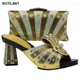 Dress Shoes Shoe And Bag Set African Sets 2024 Fashion Gold Colour Ladies Matching For Women Italian