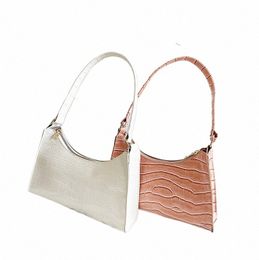 crocodile Pattern PU Leather Shoulder Bag Female Fi Underarm Bag Retro Casual Armpit Bag Women Tote Small Clutch Handbags k94b#