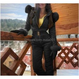 Skiing Suits Winter Ski Suit Women High Quality Hooded Jacket Pants Snow Warm Windproof Clothes Snowboarding Female Suits8058149 Drop Dhwib