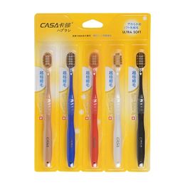 5 Pcs/Set Environmental Bamboo Fibre Toothbrush for Oral Health Low Carbon Medium Soft Bristle Wood Handle Toothbrush