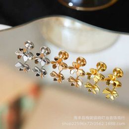 Designer charm Gold High Edition Van Clover Earrings for Womens New Diamond Set with Advanced Sense Lucky Grass