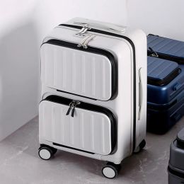 Luggage Travel Tale Front Pocket Luggage 20"22"Inch Business Cabin Trolley Boarding Light Suitcase With Wheels