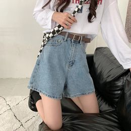 S-XL 2Colors Womens Mini denim short high waist female casual summer ladies Wide Leg shorts jeans for womens72957 240418