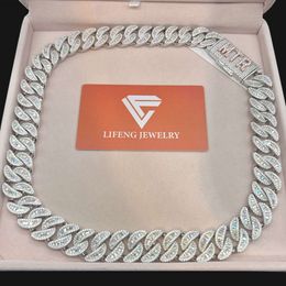 Lifeng Jewelry Moissanite Chain VVS D Diamond Moissanite Cuban Link Chain Iced out Hip Hop Baguette Cuban Link