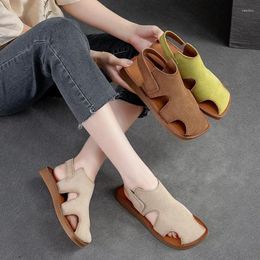 Casual Shoes Birkuir Hollow Out Closed Toe Sandals For Women Luxury Hook Loop Gladiator Beach Genuine Leather Flat Heel Slides