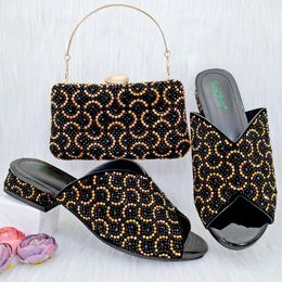 Casual Shoes Doershow Arrival African Wedding And Bag Set Black Italian With Matching Bags Nigerian Women Party HGO1-21