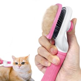 Housebreaking Pet Hair Remover Comb Brush Self Cleaning Hair Brush Cat Comb Stainless Steel Dog Cat Slicker Brush Remove Dog Hairs Pet Comb