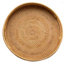 Dinnerware Sets Rattan Storage Basket Multipurpose Tray Fruit Plate Vintage Decor Dining Table Home