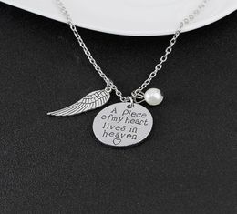 039A piece of my heart lives in heaven039 Personalised Handwriting Necklace Remembrance Necklace Memory Angel Wing Jewellery G4719680