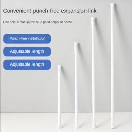 Poles Adjustable Curtain Rod Without Drilling Storage Retraction Bar Bathroom Bar Shower Extendable Telescopic PolesHanging Rods