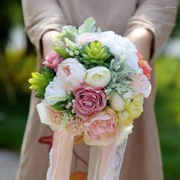 Wedding Flowers Bridal Bouquet Multi-color With Ribbon 2024 Home Decoration Emulation Haute Couture