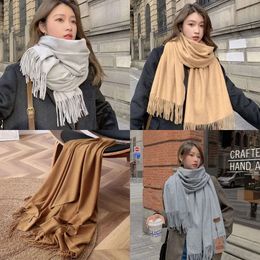 Women Scarves Autumn and Winter Solid Colour Faux Cashmere Casual Style Thick Poncho Shawl Female Big Pendulum Loose Cloak Coat T126 231013