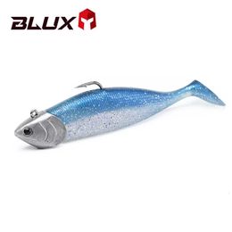 BLUX BLOD SHAD 80mm 105mm Soft Fishing Lure Jighead Black Tail Minnow Artificial Silicone Bait Saltwater Sea Bass Swimbait Gear 240407